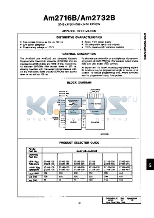 AM2716B-100DI datasheet - 2048 X 8 - BIT / 4096 X 8 - BIT EPROM