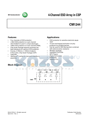 CM1244 datasheet - 4-Channel ESD Array in CSP