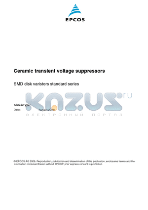 B72660M0141K072 datasheet - Ceramic transient voltage suppressors SMD disk varistors standard series