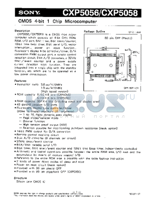 CXP5058 datasheet - CMOS 4-BIT 1 CHIP MICROCOMPUTER