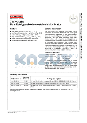 74VHC123ASJ datasheet - Dual Retriggerable Monostable Multivibrator