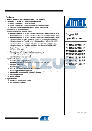 AT88SC0104CRF datasheet - CryptoRF Specification