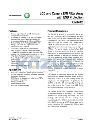 CM1442-06CS datasheet - LCD and Camera EMI Filter Array with ESD Protection