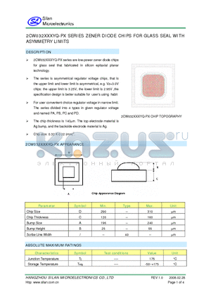 2CW032130YQ-PA datasheet - 2CW032XXXYQ-PX SERIES ZENER DIODE CHIPS FOR GLASS SEAL WITH ASYMMETRY LIMITS