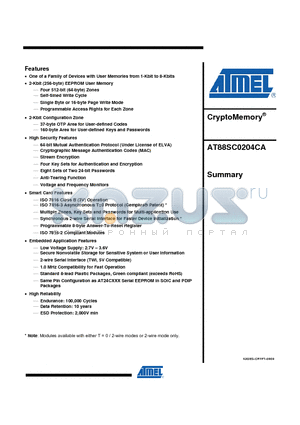 AT88SC0204CA_09 datasheet - CryptoMemory