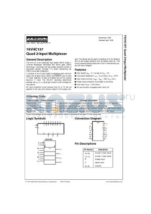 74VHC157M datasheet - Quad 2-Input Multiplexer