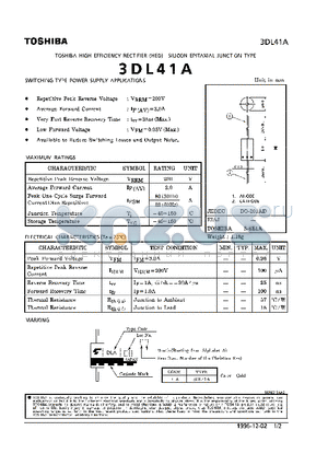 3DL41A datasheet - EPITAXIAL JUNCTION TYPE (SWITCHING TYPE POWER SUPPLY APPLICATIONS)