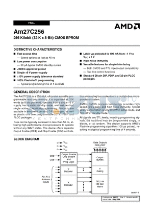 AM27C256-120DC datasheet - 256 Kilobit (32 K x 8-Bit) CMOS EPRO