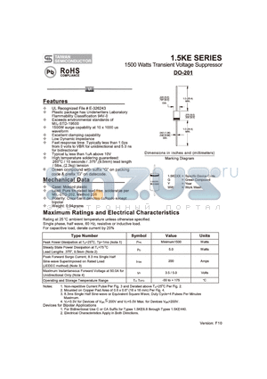 1N6289 datasheet - 1500 WattsTransient Voltage Suppressor