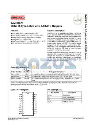 74VHC373SJ_07 datasheet - Octal D-Type Latch with 3-STATE Outputs