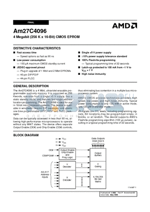 AM27C4096-105DEB datasheet - 4 Megabit (256 K x 16-Bit) CMOS EPROM