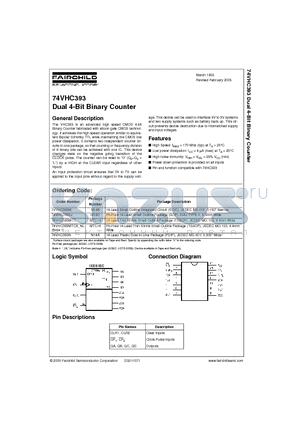 74VHC393N datasheet - Dual 4-Bit Binary Counter