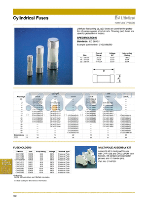 CY10X38G12 datasheet - Cylindrical Fuses