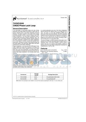 74VHC4046 datasheet - CMOS Phase Lock Loop