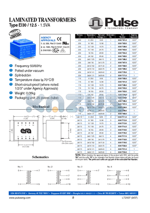 030-7155-0 datasheet - LAMINATED TRANSFORMERS