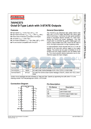 74VHC573 datasheet - Octal D-Type Latch with 3-STATE Outputs