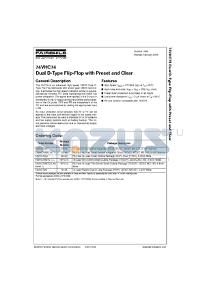 74VHC74MTC datasheet - Dual D-Type Flip-Flop with Preset and Clear