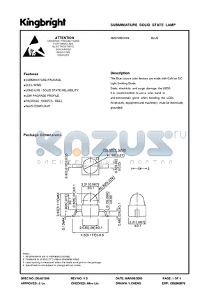 AM27MBCK03 datasheet - SUBMINIATURE SOLID STATE LAMP