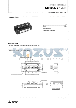 CM200DY-12NF_09 datasheet - IGBT MODULES HIGH POWER SWITCHING USE