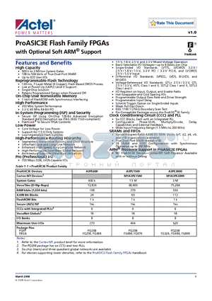 A3PE1500-2PQ896PP datasheet - ProASIC3E Flash Family FPGAs