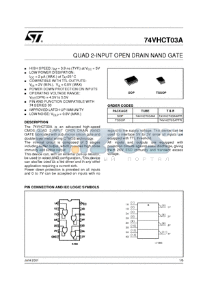 74VHCT03A datasheet - QUAD 2-INPUT OPEN DRAIN NAND GATE