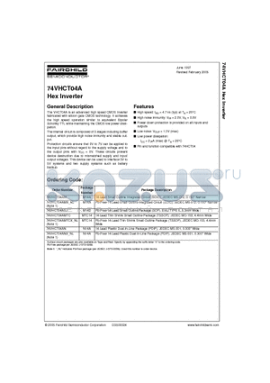 74VHCT04AMTCX_NL datasheet - Hex Inverter