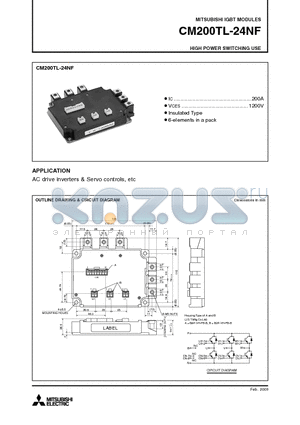 CM200TL-24NF datasheet - IGBT MODULES HIGH POWER SWITCHING USE