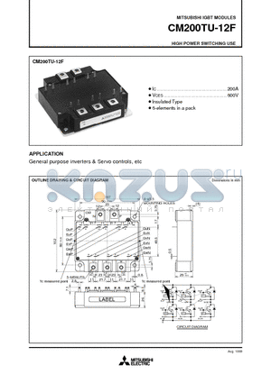 CM200TU-12F datasheet - HIGH POWER SWITCHING USE