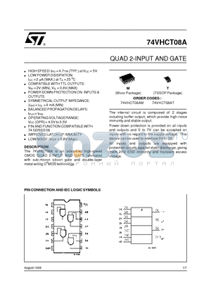 74VHCT08A datasheet - QUAD 2-INPUT AND GATE