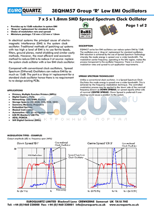 3EQHM57-FT-32.768R-D1.0 datasheet - 7 x 5 x 1.8mm SMD Spread Spectrum Clock Ocillator