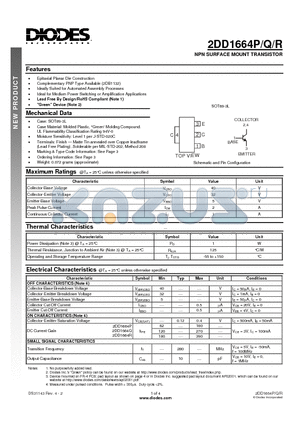 2DD1664P datasheet - NPN SURFACE MOUNT TRANSISTOR