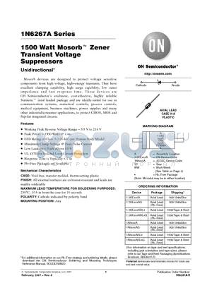 1N6295A datasheet - 1500 Watt Mosorb TM Zener Transient Voltage Suppressors