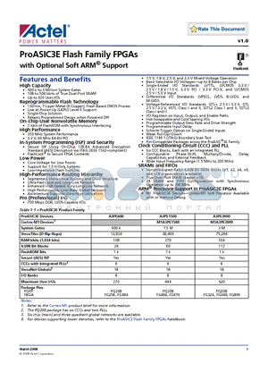 A3PE600-1PQG896PP datasheet - ProASIC3E Flash Family FPGAs