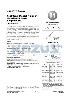 1N6296A datasheet - 1500 Watt Mosorb TM Zener Transient Voltage Suppressors