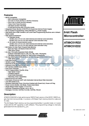 AT89C51ED2-RLTIM datasheet - 8-bit Flash Microcontroller