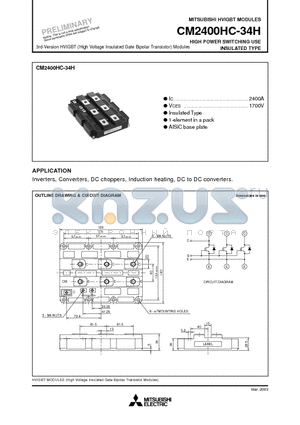 CM2400HC-34H datasheet - HIGH POWER SWITCHING USE INSULATED TYPE