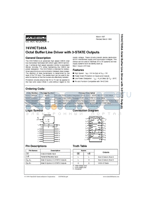 74VHCT245AN datasheet - Octal Buffer/Line Driver with 3-STATE Outputs