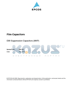 B81192C3334M datasheet - Film Capacitors EMI Suppression Capacitors (MKP)