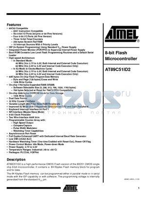 AT89C51ID2-UM datasheet - 8-bit Flash Microcontroller