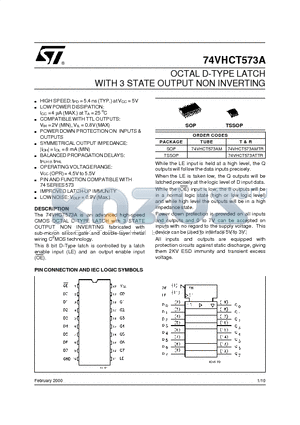 74VHCT573A datasheet - OCTAL D-TYPE LATCH WITH 3 STATE OUTPUT NON INVERTING