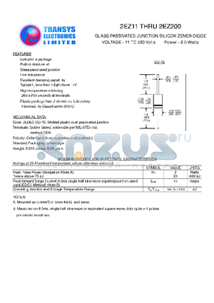2EZ130 datasheet - GLASS PASSIVATED JUNCTION SILICON ZENER DIODE