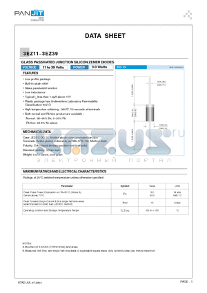 3EZ20 datasheet - GLASS PASSIVATED JUNCTION SILICON ZENER DIODES