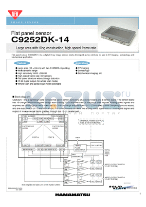C9252DK-14 datasheet - Flat panel sensor Large area with tiling construction, high-speed frame rate