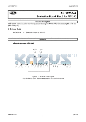 AKD4250-A datasheet - 1ch video amplifier with low pass filter