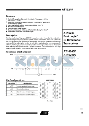 AT16245F datasheet - AT16245 Fast Logic Bi-Directional Transceiver