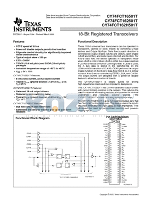 74FCT162501CTPVCT datasheet - 18-Bit Registered Transceivers