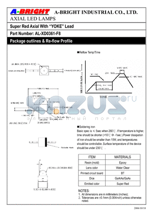 AL-XD0361-F8 datasheet - Super Red Axial With YOKE Lead AXIAL LED LAMPS