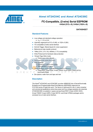 AT24C04C-SSHM-T datasheet - I2C-Compatible, (2-wire) Serial EEPROM 4-Kbit (512 x 8), 8-Kbit (1024 x 8)