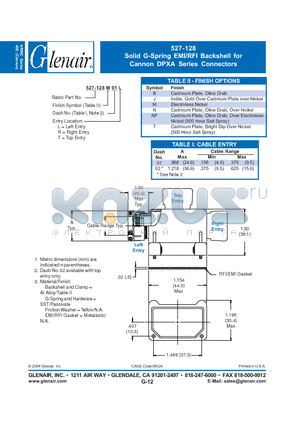 527-128J01T datasheet - Solid G-Spring EMI/RFI Backshell