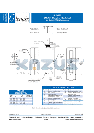 527276T datasheet - EMI/RFI Banding Backshell for Radiall EPXB Connector